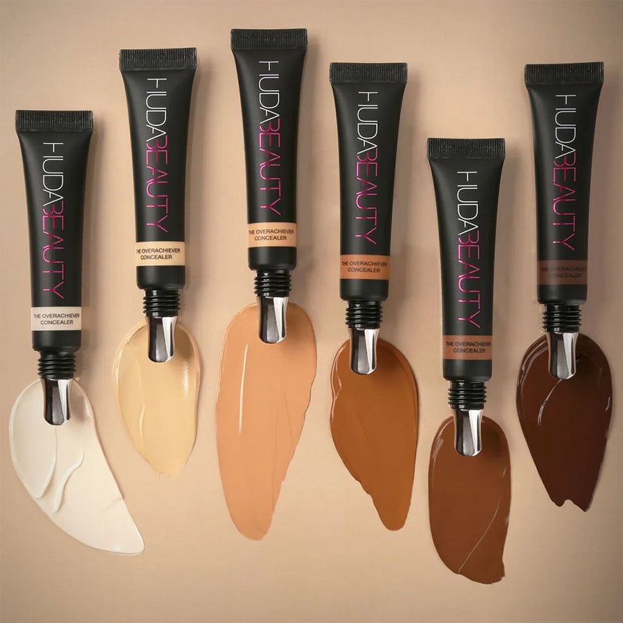 Huda Beauty The Overachiever High Coverage Concealer Hides Dark Circles, Redness, Hyperpigmentation, Age Spots, and Discoloration 