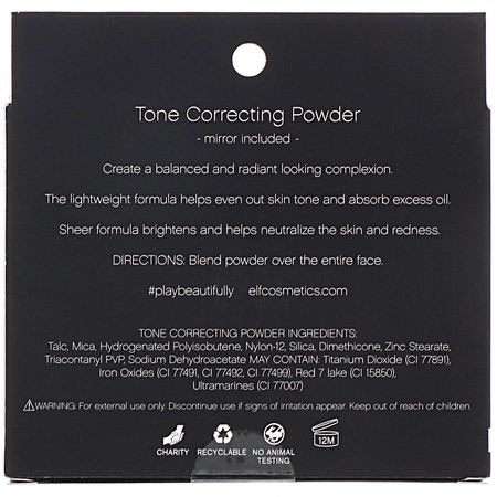 E.L.F Tone Correcting Powder Corrector 0.48oz 13.5g Lightweight Formula, Neutralizes Redness, Brightens Skin