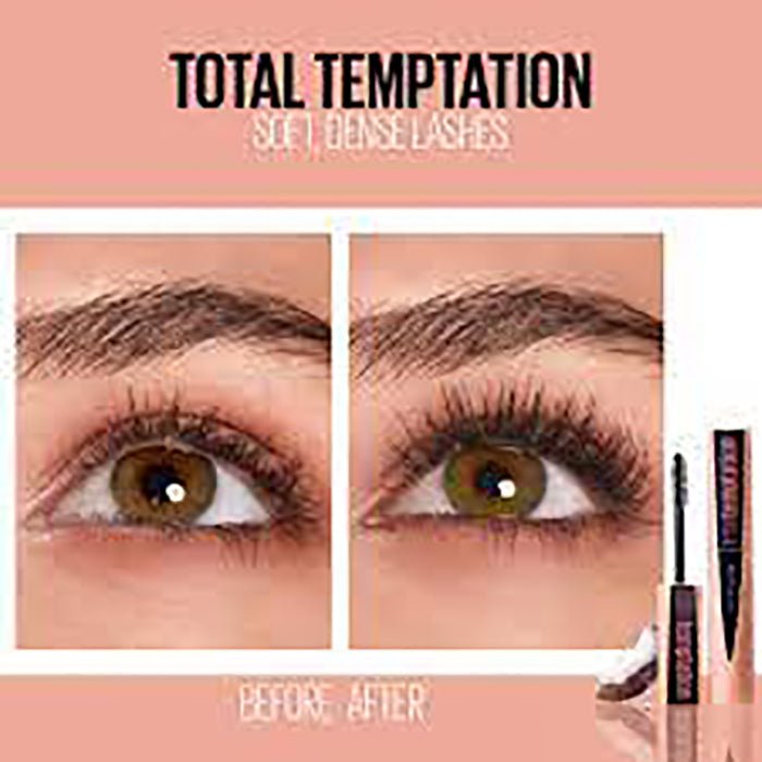 Maybelline Total Temptation Mascara Black 0.29oz 8.6ml, Coconut Extract, Creamy, Whipped Formula