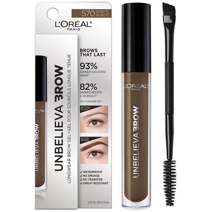 L'Oreal Paris Unbelieva Brow Long Lasting Brow Gel 3.4ml, Longwear, Waterproof Eyebrow Gel #color_105 Brunette