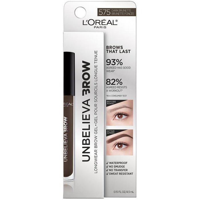 L'Oreal Paris Unbelieva Brow Long Lasting Brow Gel 3.4ml, Longwear, Waterproof Eyebrow Gel #color_108 Dark Brunette