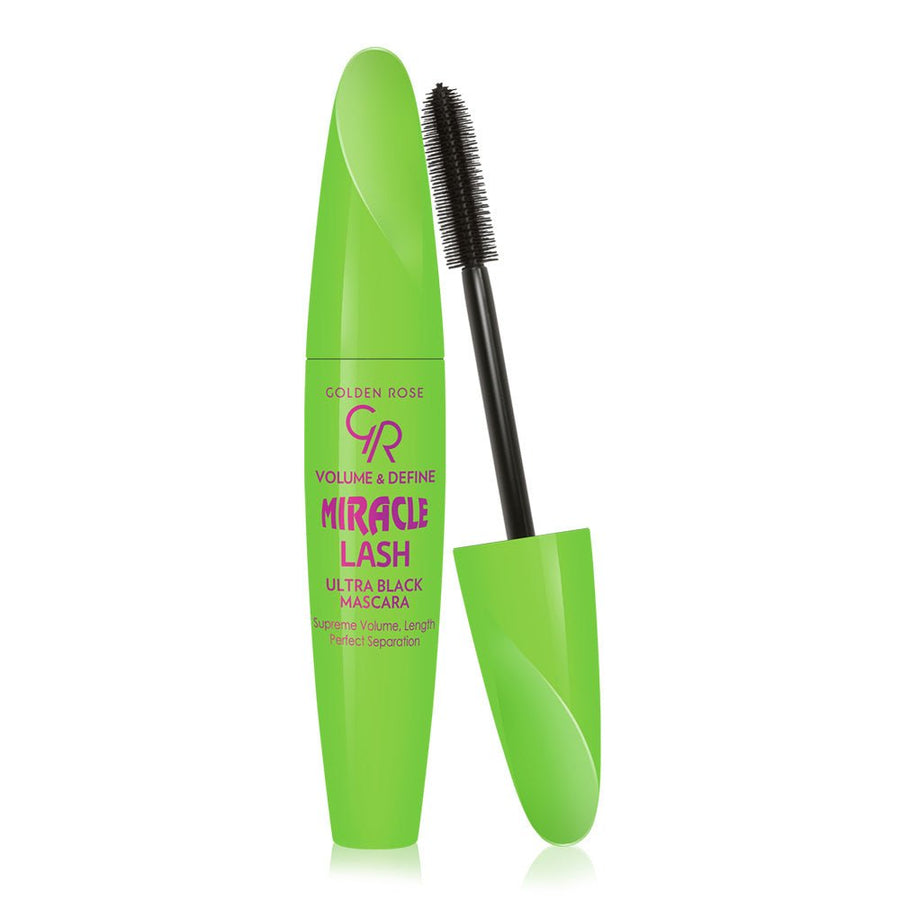 Golden Rose Volume & Define Miracle Lash Ultra Black Mascara 0.31oz 9.3ml Black, Flexible Brush, No Clumps, Lengthening