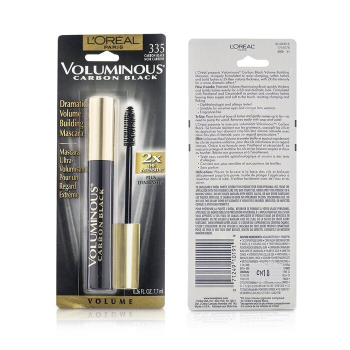 L'Oreal Paris Voluminous Lash Carbon Black Mascara 0.26oz 7.7ml,  Intense Black Pigment, Volumizing