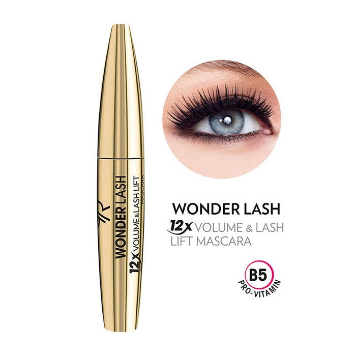 Golden Rose Wonder Lash Mascara 12x Volume & Lash Lift 0.41oz 12ml Black Thickening Mascara, Double Volume