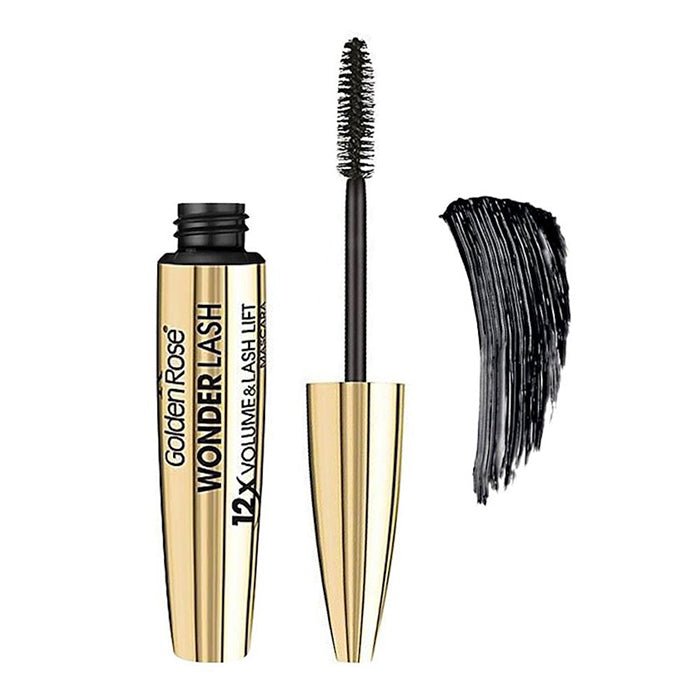 Golden Rose Wonder Lash Mascara 12x Volume & Lash Lift 0.41oz 12ml Black Thickening Mascara, Double Volume