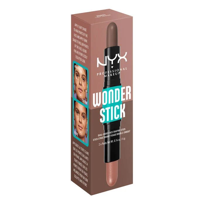 NYX Wonder Stick 2-in-1 Highlight & Contour 2x4g, Dual-Ended, Illuminate Eyes, Lips, Cheeks #color_WSR03 Light Medium