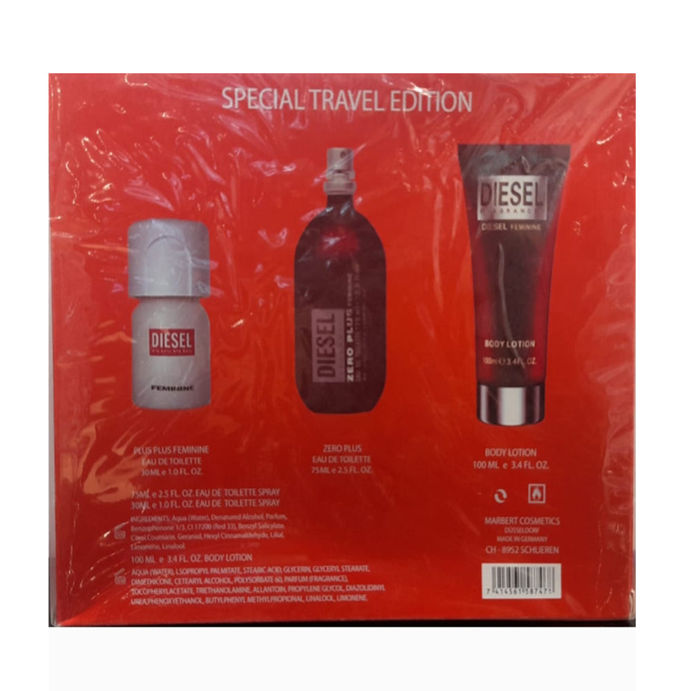 Diesel Zero Plus Feminine Women Gift Set Perfume 2.5oz 75ml EAU DE TOILETTE SPRAY  