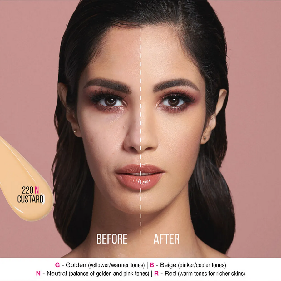 Huda Beauty FauxFilter Foundation Instant Coverage, Blurs Skin, Radiant Finish #color_Custard 220N