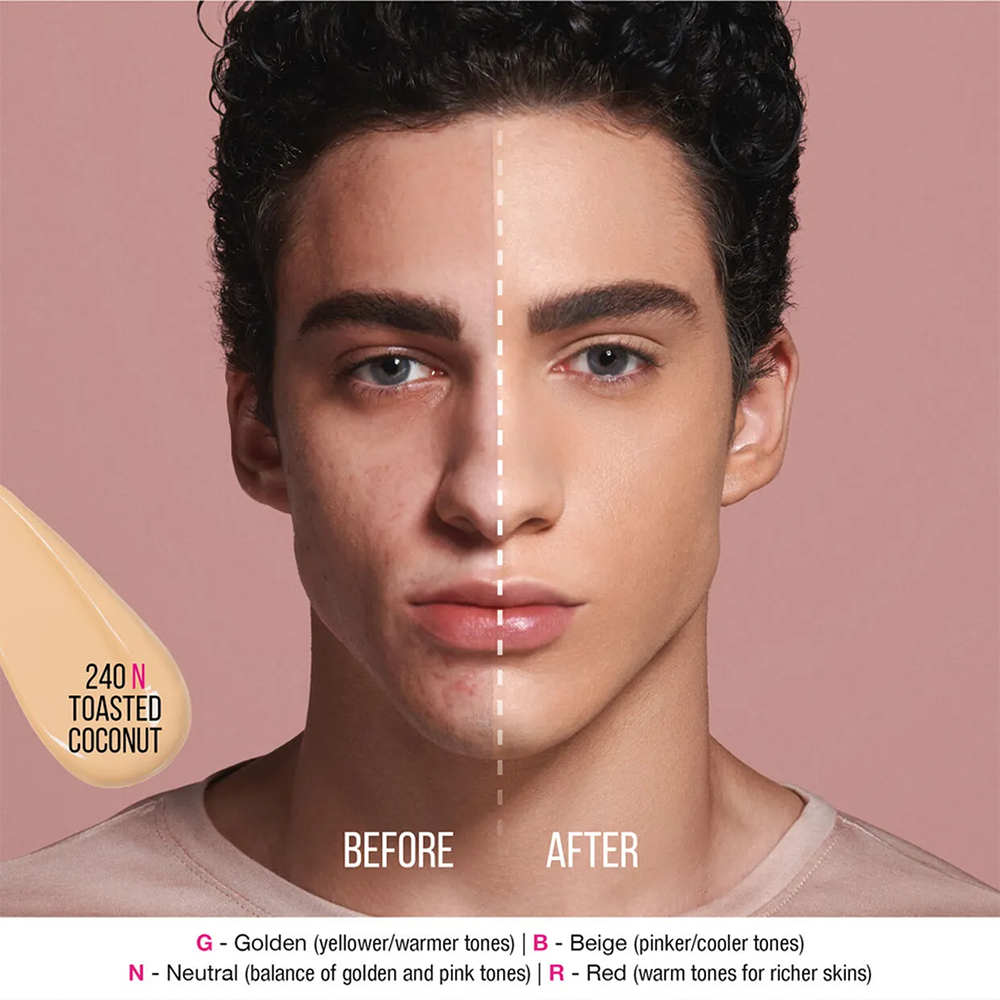 Huda Beauty FauxFilter Foundation Instant Coverage, Blurs Skin, Radiant Finish #color_Toasted Coconut 240N