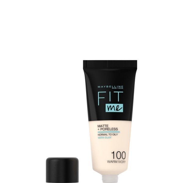 Maybelline Fit Me! Matte + Poreless Foundation 30ml, Natural Matte Look, Oil-Free Formula #color_100 Warm Ivory