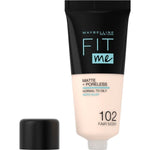 Maybelline Fit Me! Matte + Poreless Foundation 30ml, Natural Matte Look, Oil-Free Formula #color_102 Fair Ivory