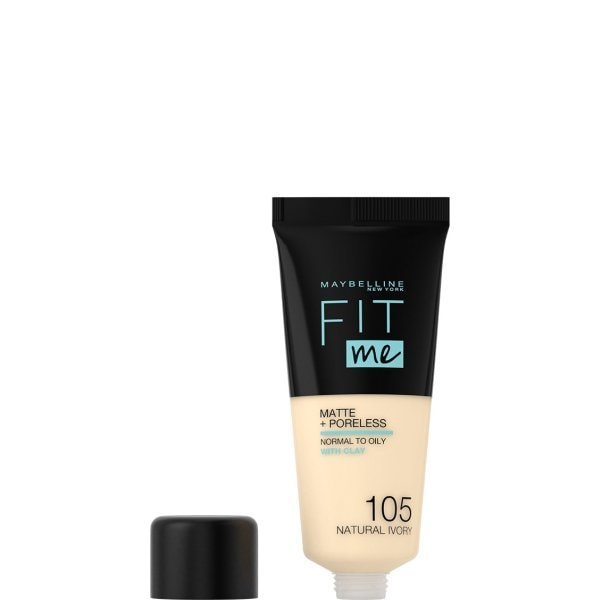 Maybelline Fit Me! Matte + Poreless Foundation 30ml, Natural Matte Look, Oil-Free Formula #color_105 Natural Ivory