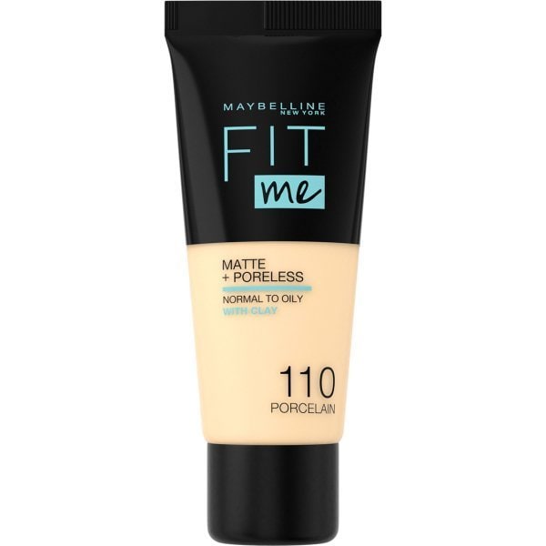 Maybelline Fit Me! Matte + Poreless Foundation 30ml, Natural Matte Look, Oil-Free Formula #color_110 Porcelain
