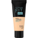 Maybelline Fit Me! Matte + Poreless Foundation 30ml, Natural Matte Look, Oil-Free Formula #color_115 Ivory