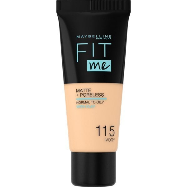 Maybelline Fit Me! Matte + Poreless Foundation 30ml, Natural Matte Look, Oil-Free Formula #color_115 Ivory