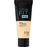 Maybelline Fit Me! Matte + Poreless Foundation 30ml, Natural Matte Look, Oil-Free Formula #color_118 Nude