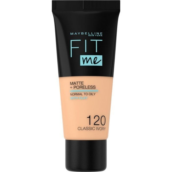 Maybelline Fit Me! Matte + Poreless Foundation 30ml, Natural Matte Look, Oil-Free Formula #color_120 Classic Ivory