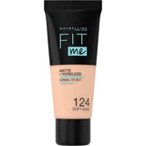 Maybelline Fit Me! Matte + Poreless Foundation 30ml, Natural Matte Look, Oil-Free Formula #color_124 Soft Sand
