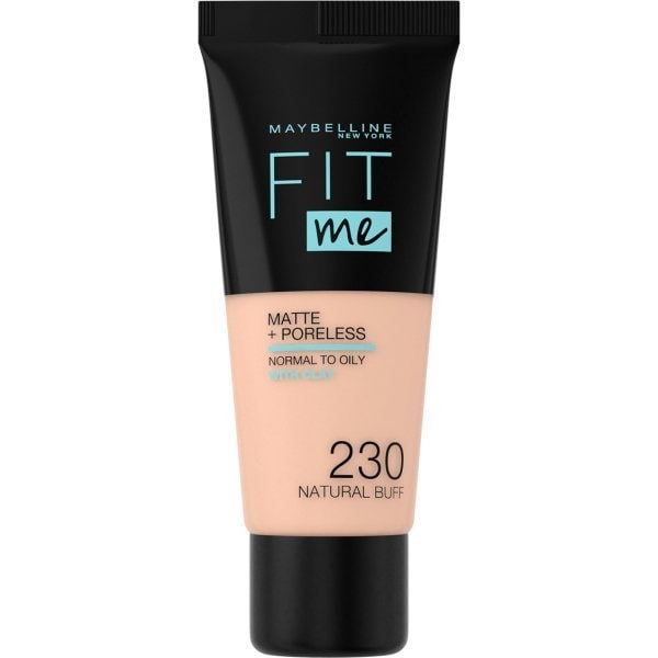 Maybelline Fit Me! Matte + Poreless Foundation 30ml, Natural Matte Look, Oil-Free Formula #color_230 Natural Buff