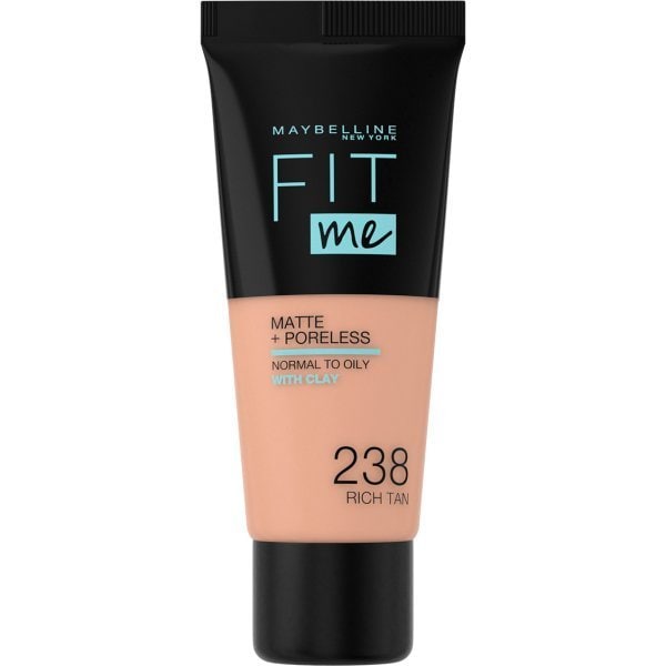 Maybelline Fit Me! Matte + Poreless Foundation 30ml, Natural Matte Look, Oil-Free Formula #color_238 Rich Tan