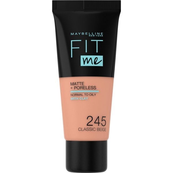 Maybelline Fit Me! Matte + Poreless Foundation 30ml, Natural Matte Look, Oil-Free Formula #color_245 Classic Beige