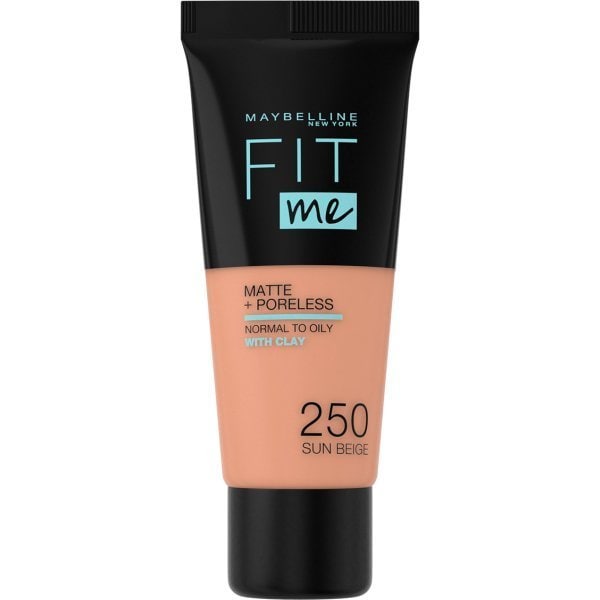 Maybelline Fit Me! Matte + Poreless Foundation 30ml, Natural Matte Look, Oil-Free Formula #color_250 Sun Beige