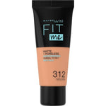 Maybelline Fit Me! Matte + Poreless Foundation 30ml, Natural Matte Look, Oil-Free Formula #color_312 Golden