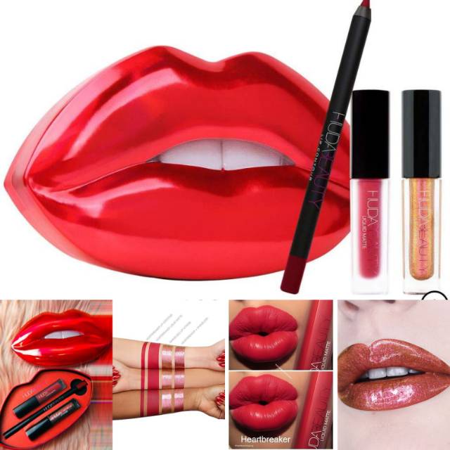 Huda Beauty Contour & Strobe Lip Set | Ramfa Beauty #color_Heartbreaker Shameless